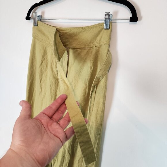 Urban Outfitters Bohemian Christina Tapered Wrap Pants Joggers Linen Blend Green - Picture 4 of 11